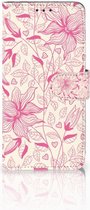 Geschikt voor Samsung Galaxy S10 Plus Bookcover hoesje Pink Flowers