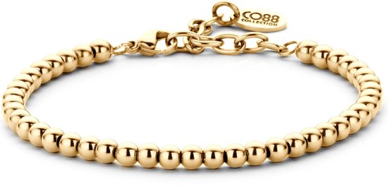CO88 Collection Elemental 8CB 90244 Stalen Armband met Beads - Grootte 4 mm - Lengte 16 + 4 cm - Goudkleurig