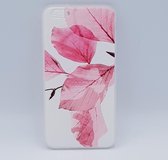 Voor IPhone 6 Plus - TPU back cover case - roze bladeren