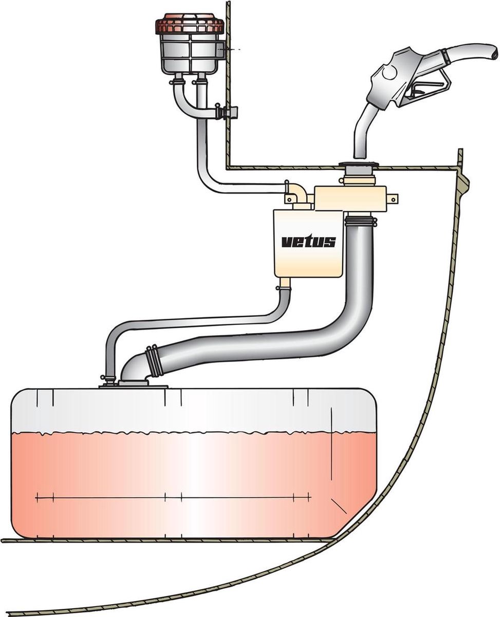 VETUS FS3816 Trop-plein de carburant pour capuchon de pont Ø 38 mm