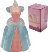 Spaarpot prinsessen jurk in roze en blauw