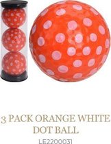 3 golfballen Legend oranje met witte stippen