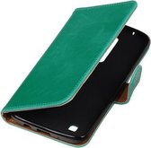 Groen Pull-Up PU booktype wallet cover hoesje voor LG K8