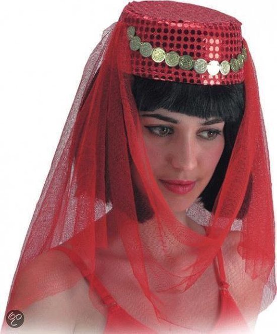 Rode Arabische dames hoed met sluier | bol.com