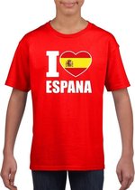 Rood I love Spanje fan shirt kinderen 134/140