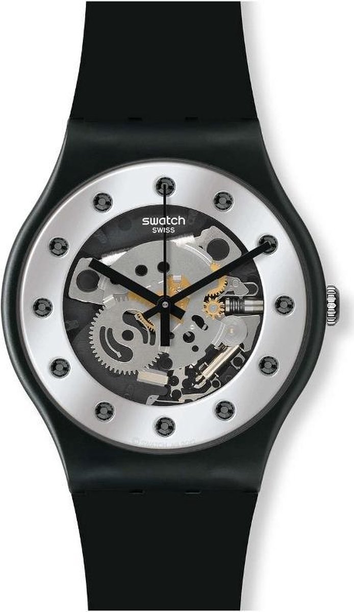 Swatch Silver Glam - Polshorloge - 41 mm - Zwart