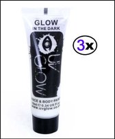 3 x Glow in the dark Face & body paint