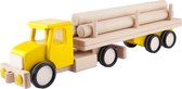 Gele houten vrachtwagen - 52x10x13cm - Handgemaakt - Uniek design - LUPO
