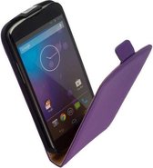 Lelycase Premium Lederen Flip case Telefoonhoesje LG Nexus 5 Paars