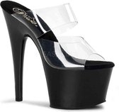 Pleaser - ADORE-702 Muiltjes - Paaldans schoenen - 36 Shoes - Zwart/Transparant