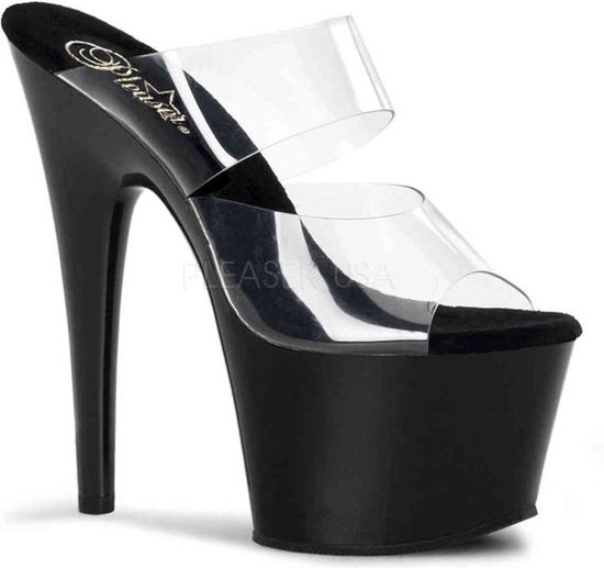 EU 36 = US 6 | ADORE-702 | 7 Heel, 2 3/4 PF Slide, Two-Band Clear Straps
