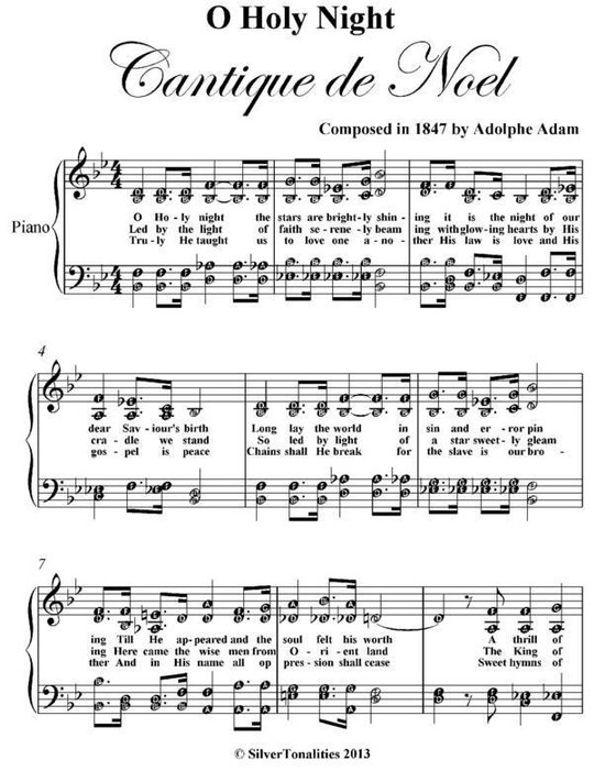 O Holy Night Easy Intermediate Piano Sheet Music (ebook), Adolphe Adam ...
