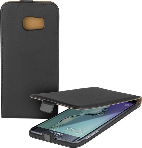 Stroomopwaarts preambule Voortdurende Eco Leder Samsung Galaxy S6 Edge Plus - Zwart Hoesje - Flipstyle Flip Cover  Beschermhoes | bol.com