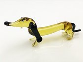 Glazen Teckel - Hond Glasbeeldje - luxe cadeau - Glasbeeldje - Sculptuur van Glas - Teckel