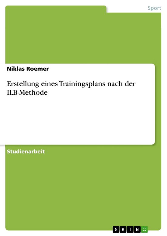 Erstellung eines Trainingsplans nach der ILB-Methode - cover
