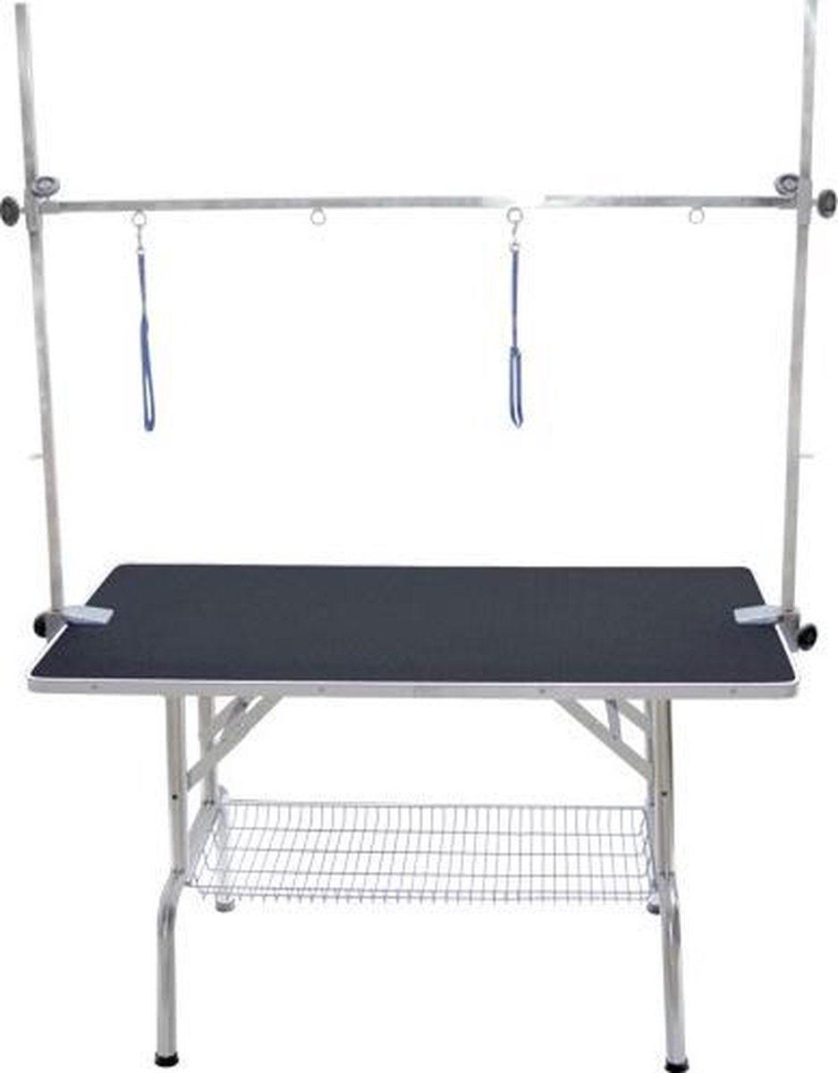 Topmast EazyGroomer Trimtafel - Antislip Werkblad Zwart - Dubbele Trimarm - 116 x 61 x 76 cm - Veilig Hond Trimmen - Opvouwbaar