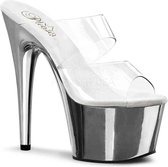 Pleaser Muiltjes -36 Shoes- ADORE-702 Paaldans schoenen Transparant/Zilverkleurig