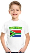 Zuid Afrika t-shirt met Zuid Afrikaanse vlag wit kinderen 146/152