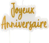 HOBI - Goudkleurige glitter Joyeux Anniversaire kaars