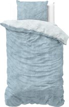 Sleeptime Flanel Twin Washed Cotton Dekbedovertrek - Eenpersoons - 140 x 200/220 + 1 kussensloop 60x70 - Blauw