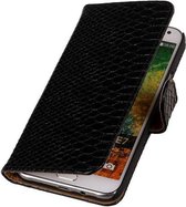 Snake Bookstyle Wallet Case Hoesjes voor Galaxy E7 Zwart