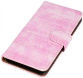 Lizard Bookstyle Wallet Case Hoesjes voor LG Joy H220 Roze