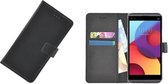 Wallet Book Case puleder Hoesje voor LG Q8 - Zwart Effen