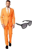 Oranje heren kostuum / pak - maat 56 (XXXL) met gratis zonnebril