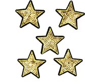 Akyol - Strijk embleem ‘Glitter sterren goud paillet patch set (5)' – stof & strijk applicatie