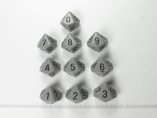 Afbeelding van het spel Set 10 10-zijdig, Chessex Opaque Grey w/black