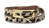 Montebello Armband Kawtar - Dames - Leer - Messing - Dierenprint - 37 cm