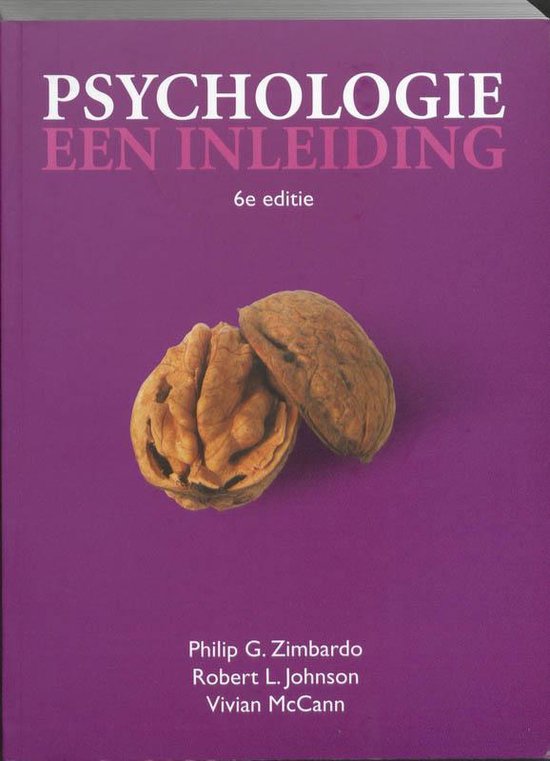 Paarse kaft met de titel 'Psychologie Een Inleiding' en een walnoot.