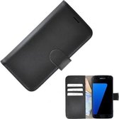 Samsung Galaxy S7 hoesje - Bookcase - Portemonnee Hoes Echt leer Wallet case Effen zwart