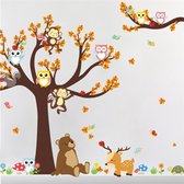 Muursticker XL vrolijke dieren - Aanrader!- wanddecoratie - Apen, uilen, herten - ideaal voor babykamer of kinderkamer - best verkocht