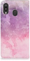 Geschikt voor Samsung Galaxy M20 Bookcase Pink Purple Paint