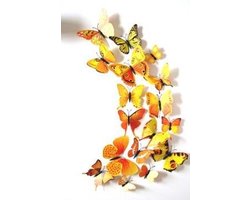 3D Vlinders - Muurdecoratie - Mix Geel