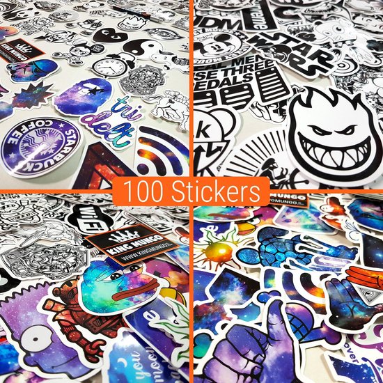 100 Stickers Mix | Auto, Skateboard, Scooter, Laptop of Muur | ST12 - KliederZ