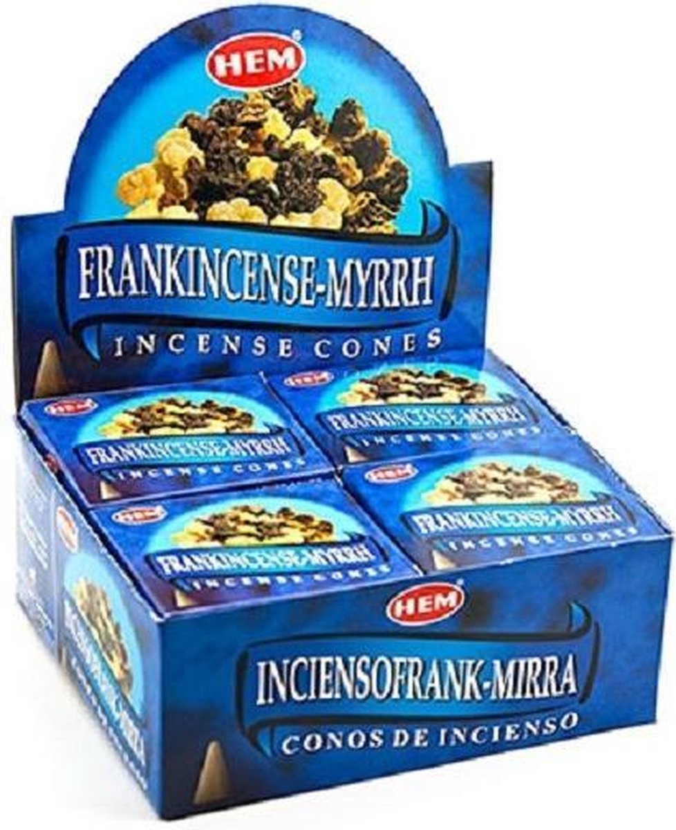 HEM Wierook Kegel Frankincense Myrrh (12 pakjes) zwart/grijs