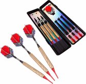 #DoYourDart - 3x Soft Dartpijlen - »RedArrow« -  incl. case voor opslag + 6x PET Dart flights - perfecte grip, koperen barrel | Aluminium shaft gewicht dart: 18,4g - goudkleurig