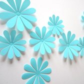 3D Bloemen - Muurdecoratie - 10 Blad Blauw