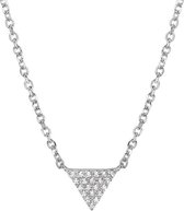 The Fashion Jewelry Collection Ketting Zirkonia 1,3 mm 40,5 + 5,0 cm - Zilver Gerhodineerd