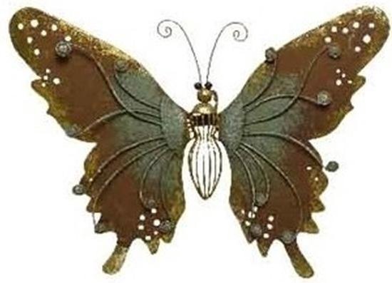Bronzen/groene metalen vlinder 36 cm - Schuttingdecoratie - Tuindecoratie  vlinders | bol.com