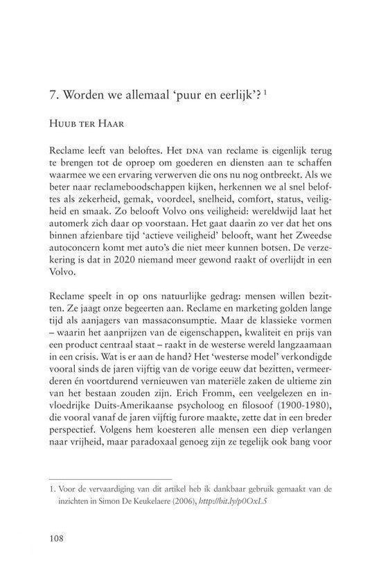 Titelpagina met artikel '7. Worden we allemaal 'puur en eerlijk'?' door Huub ter Haar, met voetnoot.