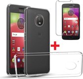 Motorola Moto E4 Ultra Dunne TPU silicone case hoesje Met Tempered glass Screen Protector Set