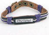 LKMN Armband met naam leer paars touw