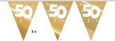 5x vlaggenlijn - 50 jaar - goudkleurig - 10 meter
