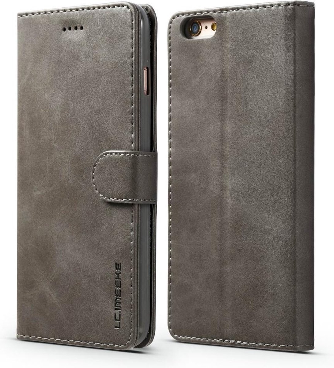 LC.IMEEKE Luxe Book Case - Geschikt voor iPhone 6 / iPhone 6s Hoesje - Grijs