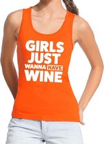 Girls Just wanna have Wine tekst tanktop / mouwloos shirt oranje dames - dames singlet Girls Just wanna have Wine - oranje kleding M