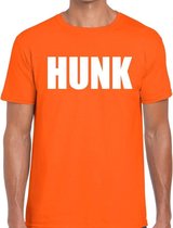 Hunk tekst t-shirt oranje heren M