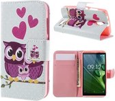 Qissy Sweet Owl Family portemonnee case hoesje voor Nokia 6